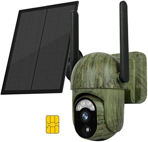 Solar 4G LTE Cellular Trail Camera with 360° PTZ, Color Night Vision, Smart Alerts, and IP66 protection for Hunting and Security. Includes SIM Card. Ideal for Outdoor Game and Wildlife Monitoring