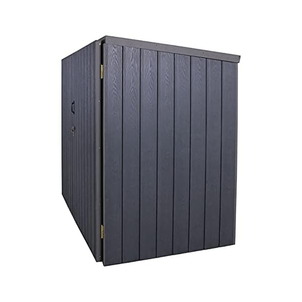 Mendler WPC-Fahrradgarage HWC-J29, Geräteschuppen Fahrradbox, Metall Holzoptik abschließbar - 2 Räder 172x213x112cm grau – Bild 6
