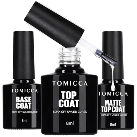 TOMICCA Gel Nail Polish Set with Base and Top Coats Cover