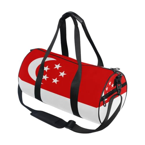 Bolsa de lona para viajes y deportes con estampado de la bandera de Singapur unisex