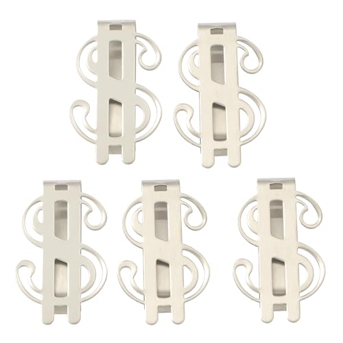 5 Pcs Creative Metal Money Clip,Stainless Steel Dollar Sign Money Clips Credit Card Holder Wallet