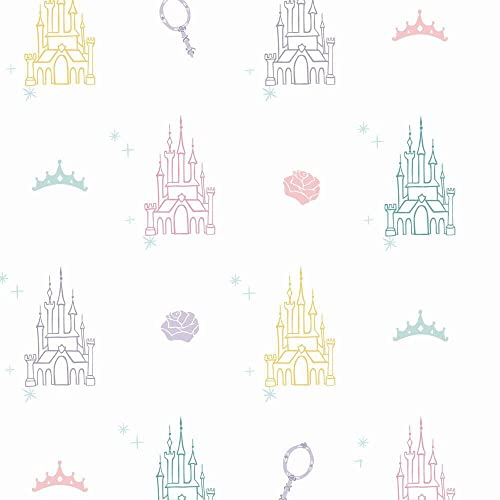 Image of Disney Princess Castle Purple Peel & Stick Wallpaper by RoomMates, RMK11780RL