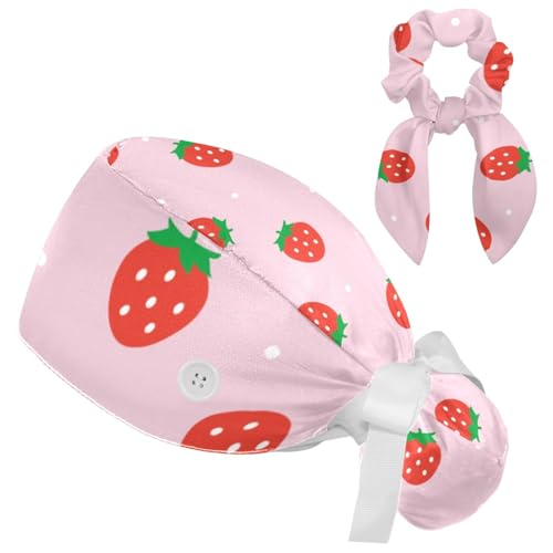 Image of Colored Butterflies Scrub Caps Women Ponytail, Adjustable Bouffant Surgical Caps with Button, Nurse Hats Long Hair