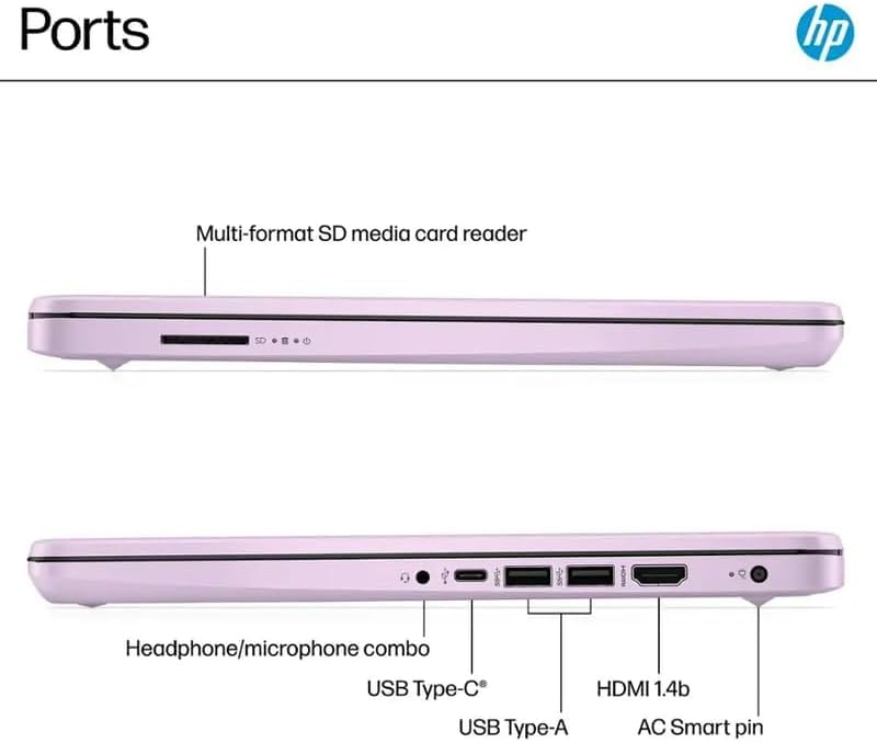 Image of HP 14 inch LED Business Laptop Computer with 1-Year Office 365, 4GB RAM 640GB Storage (128GB UFS + 512GB SD Card), Intel Quad-Core N150 Processor, Windows 11 S, PLUSERA Earphones, Honey Lavender