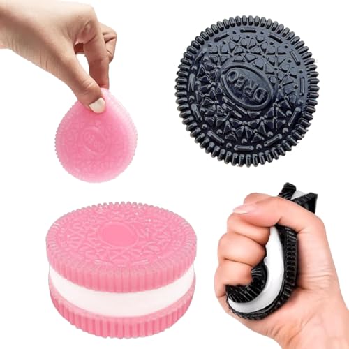 Giocattolo antistress ultra morbido per adulti e bambini, giocattolo antistress, giocattolo antistress per biscotti, relax e antistress, 2 pezzi (nero #rosa)