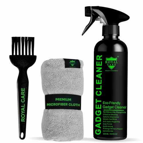 Image of Gadget Cleaner Spray 300 ml with 1Brush and 1 Cloth for Mobile, Laptop, TV, Tablet & Camera | Streak-Free Shine | Safe & Effective on All Electronic Devices