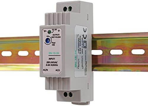 AC 230V to DC 15W 24V 0.63Amp Din-Rail Switching Power Supply Transformer Unit for Industrial and Residential Applications; Suitable to Drive LED Tapes and Strips;
