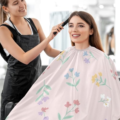 Capa para corte de cabello Floral and Leaves impermeable profesional para barbería con cierre ajustable de broche para peinados y estilismo miniatura 7