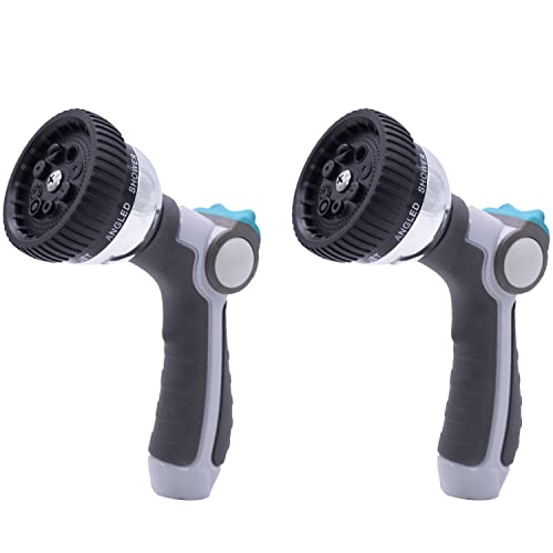 BESITER Water Hose Nozzle Sprayer: 2PCS Garden Spray Nozzle 1.15IB Heavy Duty Metal High Pressure Hose Head Hose Attachment with 8 Watering Patterns for Washing Car Dog and Lawn