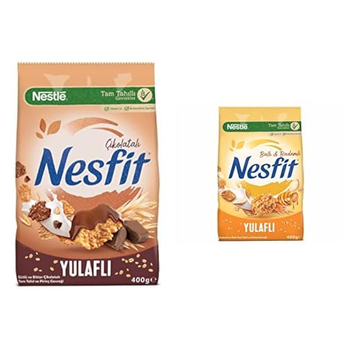 Nestlé Nesfit Çikolatalı Tam Tahıl ve Pirinç Gevreği 400 g ve Nestlé Nesfit Ballı ve Bademli Tam Tahıl ve Pirinç Gevreği 400 g