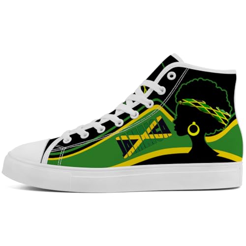 Jamaican Flag Shoes High Top Canvas Sneakers Lace Up Casual Shoes for Men Women