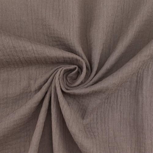Musselin Stoff Sunny, Double Gauze, uni rauchbraun (Länge am Stück: ab...