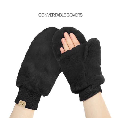 Image of C.C Kids Faux Fur Sherpa Lined Convertible Mittens