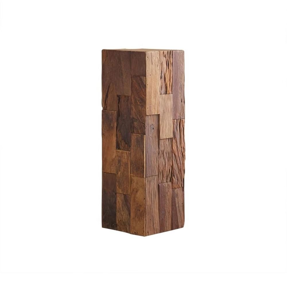 Kx9Lb8d Bonsai Base Vintage Square Tree Stump Base, Wooden Side Table Display Stand Ornament Art Plant Stand(Large)
