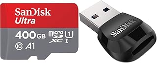 SanDisk 400GB Ultra microSDXC UHS-I Memory Card with Adapter - 120MB/s, C10, U1, Full HD, A1, Micro SD Card - SDSQUA4-400G-GN6MA & MobileMate USB 3.0 microSD Card Reader - SDDR-B531-GN6NN