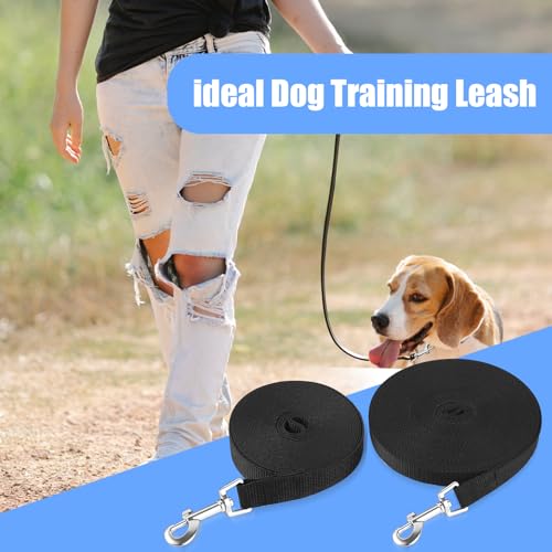Schleppleine 15m für Hunde, 15m Hundeleine mit D-Karabiner, Wasserdicht Laufleine für Hunde, Nylon Lange Hundeleine Ausbildungsleine für Kleine bis Mittelgroße Hunde(Schwarz)