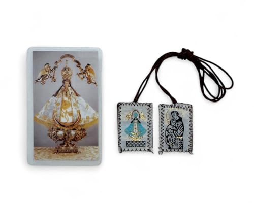 Virgen de San Juan de los Lagos Tarjeta de Oracion Laminada con Escapulario Prayer Card Scapular Set