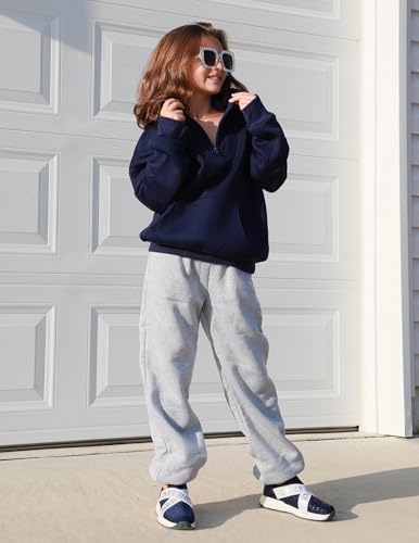 Image of Arshiner Girls Half Zip Sweatshirt Fleece Quarter Zip Pullover Sweatshirts | Fall Fashion Clothes for Teen Girls with Thumb Hole for 5-16 Years