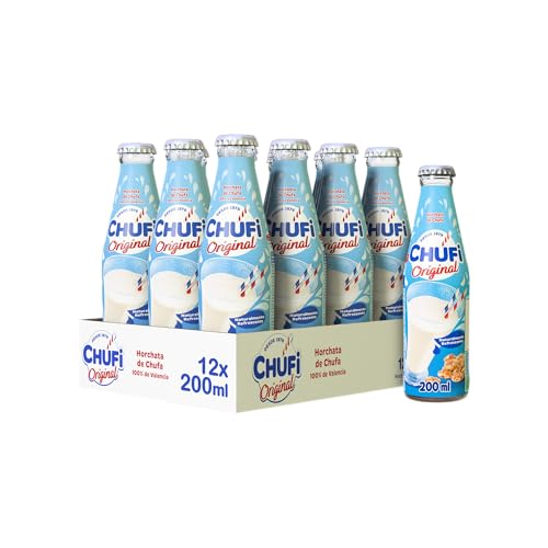 Chufi - Horchata Original, 100% Vegetal, Sin Lactosa, Sin Gluten, Sin Alérgenos - Pack 12x200 ml