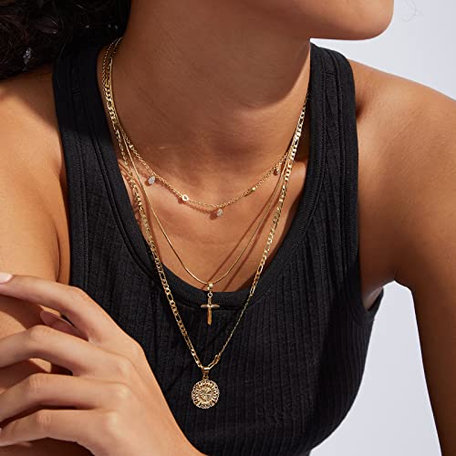 Kissyan KYAEN24RH01J Initial Necklace For Women,14K Gold Plated Round Letter Pendant Necklace Capital Monogram Necklace Alhpabets From A-Z Figaro Chain Necklace thumb #2
