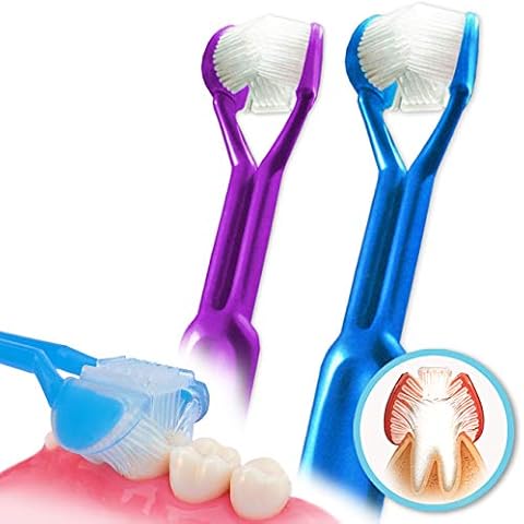 DenTrust 2PK Triple Clean 3-Sided Toothbrush | Made in USA | Easily Brush Better | Kids Child Autism Special Needs Braces Cover
