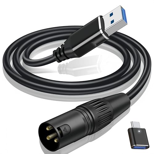 USB to XLR Cable,6.6 FT XLR to USB Audio Converter Cable,USB C to XL R Male Output Stereo Audio Cord for Amplifier, Speaker, Mixer Console ect