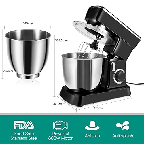 Aunye Küchenmaschine Rührmaschine,Knetmaschine 800W, Teigmaschine Rührmaschine mit 4.5 L Edelstahl Schüssel 6… – Bild 8