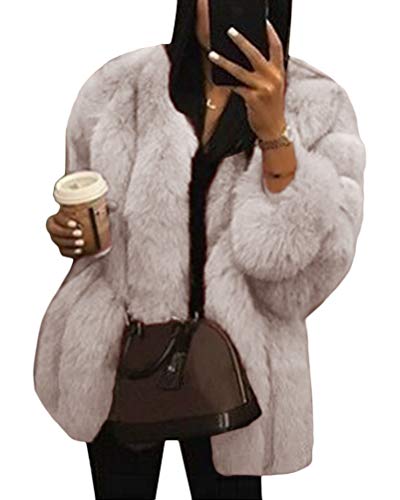 Minetom Damen Mantel Flaumig Lose Langarm Jacke Outwear Offene Cardigan...