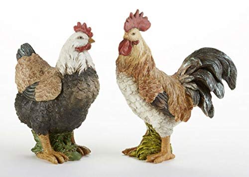 Primitive Country Chicken Set 2 Hen Rooster Statue Figurine Figure 8 for Holiday Party Decoration Favors
