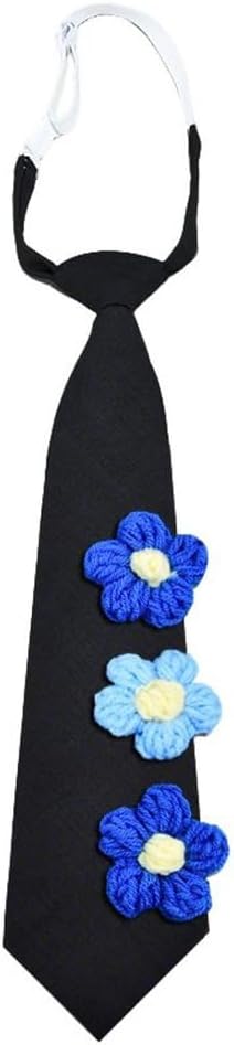 Ties for Women Men Cute 3D Knitted Flower Pre-Tied Adjustable Funny Neckties for Casual Uniform Party School