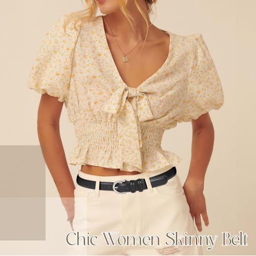 Women Leather Belt for Jeans Pants Fashion Ladies Skinny Belt for Dresses Thin Belt with Single Prong Buckle4