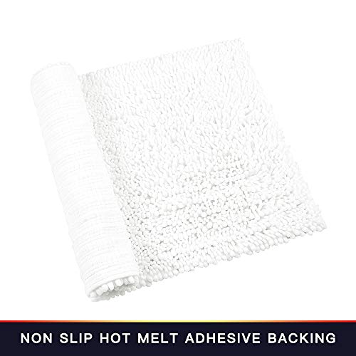 Walensee Large Bathroom Rug Non Slip Bath Mat (72X24 Inch White) Water Absorbent Super Soft Shaggy Chenille Machine Washable Dry Extra Thick Perfect Absorbant Best Plush Carpet For Shower Floor #TOP6
