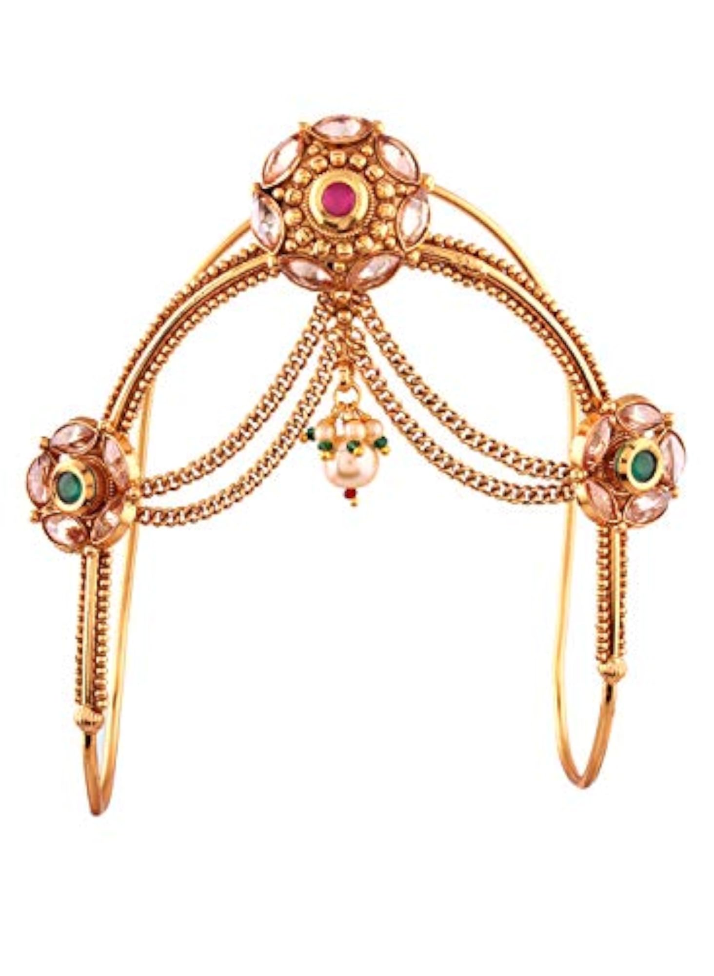 Gold Plated Kundan Embedded Ruby Emerald Armlet for Women