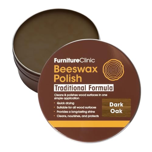 Pulimento de cera de abejas para muebles y madera Furniture Clinic - 200 ml – Cera de abejas natural para maderas de todos tipos y colores – Protege y realza cualquier superficie (Roble Oscuro)