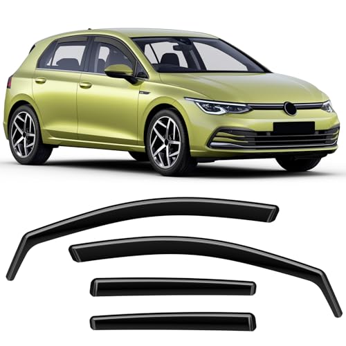 GEARCELL Black Wind Deflectors Rain Guards Window Visor Compatible with Golf MK7 / MK8 Hatchback 5 Door 2014-2024