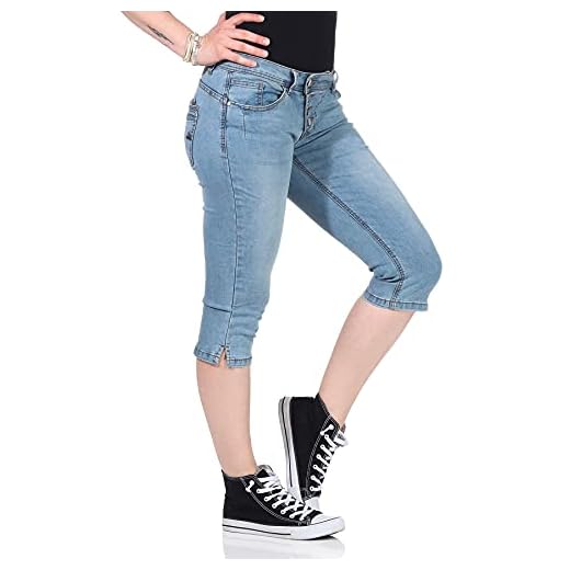 BUENA VISTA Jeans byxor dam Malibu Capri stretch denim – mellanblå – ljusare jeans blå storlek