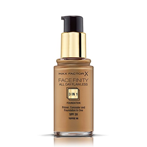 Image of Max Factor Facefinity All Day Flawless 3 In 1 Liquid Foundation SPF 20, No. 90 Toffee Matte Finish