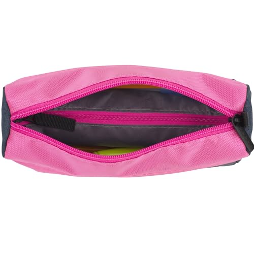 Image of Five Star Pencil Pouch, Pen Case, 9-Pocket Zipper Pouch, Storage Organizer for School Supplies Earbuds Chargers Cables Makeup, Navy /Pink (505600B-ECM)