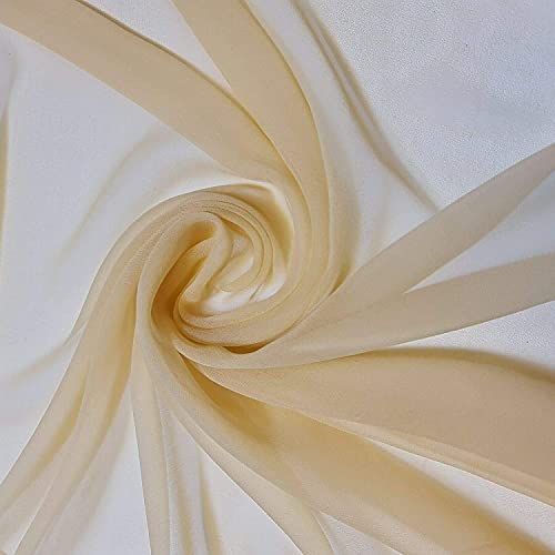 MDS Halloween Chiffon Fabric - Pack of 5 Yards, 44' Wide, Sheer Soft Draping Fabric Bolt for Haunted House Backdrops, Party Arch Décor, Spooky Curtains, Witch Costumes, DIY Crafts - Champagne Gold