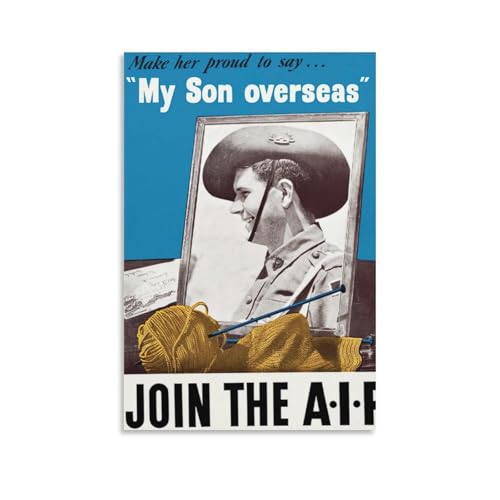 Póster de propaganda de la Primera Guerra Mundial, Australia My Son Overseas – Join The AIF, póster de propaganda de la Segunda Guerra Mundial, impresión decorativa, lienzo, arte para pared, sala de