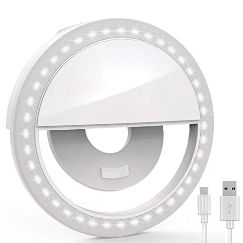 NAMTHEUN Selfie Ring Light, Selfie Light Rechargeable Portable Clip-on Selfie Light Ring for iPhone Android Smart Phone Photography/Camera Video/Girl Makes Up/Live Stream/Makeup/YouTube Video/Vlogs