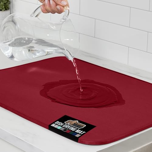 GORILLA GRIP 18x24 Microfiber Dish Drying Mat, Quick Dry, Red