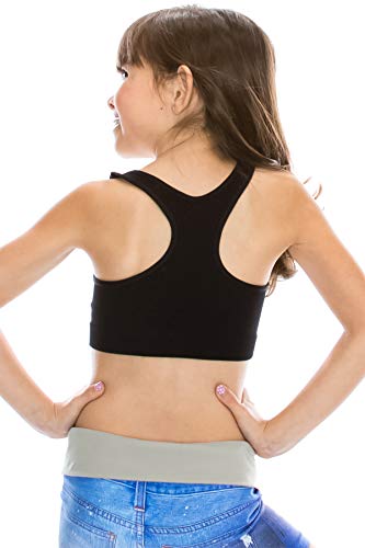 Kurve Girlâ€™s Sleeveless Tank Top - Seamless Lightweight Basic Stretchy Racerback Crop T- Shirt Sports Bra for Kids, Black, Small/Medium (Ages 4-8)
