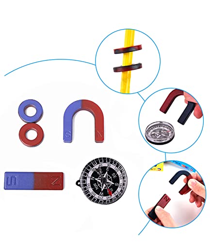 Aomag Physics Science Magnets Set For Education Science School Classroom Experiment Tools For Kids Including Bar/Ring/Horseshoe/Compass Magnets #TOP3
