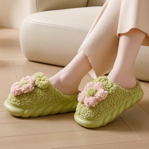Women's Adult Warm Plush Flowers Slippers Cute House Slippers for Women Indoor4