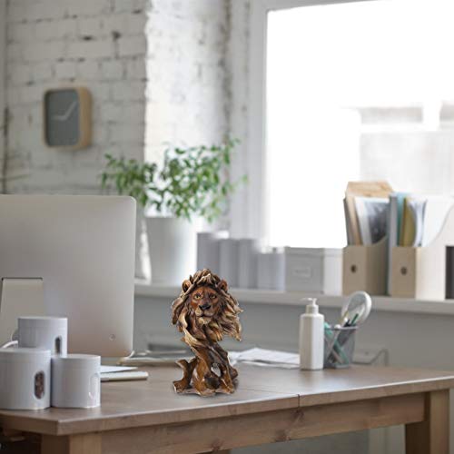 VICASKY Lion Head Busto Estátua Estátua Lion Head Sculpture Simulação Vintage Base Base Cabeça Cabeç