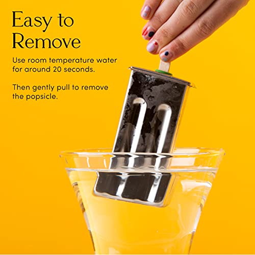 Stainless Steel Popsicle Maker. Kids Easy Popsicles Molds Set. 6 BPA Free Square Edge Popsicle Molds + Ice Pop Mold Tray & Leak-Proof Silicone Seals. Fast Freezing Ice Cream Popcical Makers by Kitzini