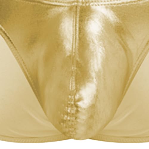 JEsilunmaMY Men's Metallic Shiny Bikini Briefs Low Rise Bulge Pouch Bikini Swimsuit Sexy Panties G-String Thongs Underpants3