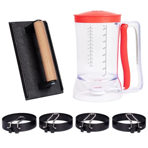 SHINESTAR 6-Piece Griddle Breakfast Kit for Blackstone - Complete Set of Griddle Accessories Including Pancake Batter Dispenser Bacon Press and Egg Rings