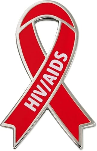 PinMart HIV and AIDS Red Awareness Ribbon Enamel Lapel Pin